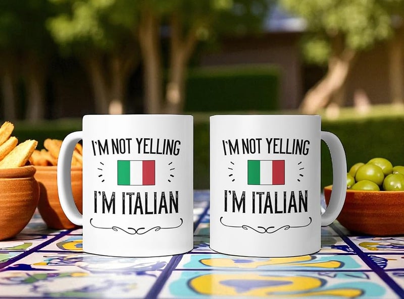 Casitika Funny Italian Pride Coffee Mugs. 11 oz Ceramic Italy Flag Novelty Mug. I'm Not Yelling I'm Italian. (11 oz White) - Image 5